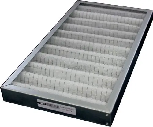 Filterkassette mit galvanisiertem Metallrahmen und Filtermaterial, hergestellt von Wolf, zur Verwendung in Belüftungs- oder Klimaanlagen.